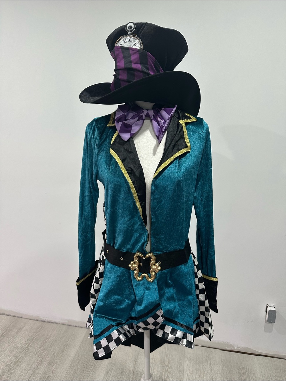 Leg Avenue Teal, Black and Purple Mad Hatter Jacket Costume
